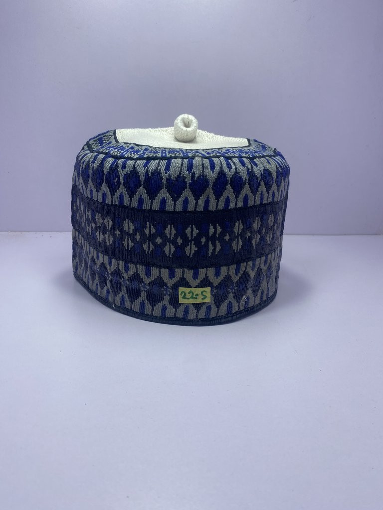 Blue Black Kindai Cap - Unique Hausa Zawa Hat